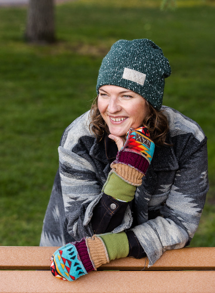 Upcycled Fall mix sweaters Fingerless texting gloves