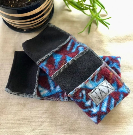 Fleece teal aztec JAX Fingerless Gloves