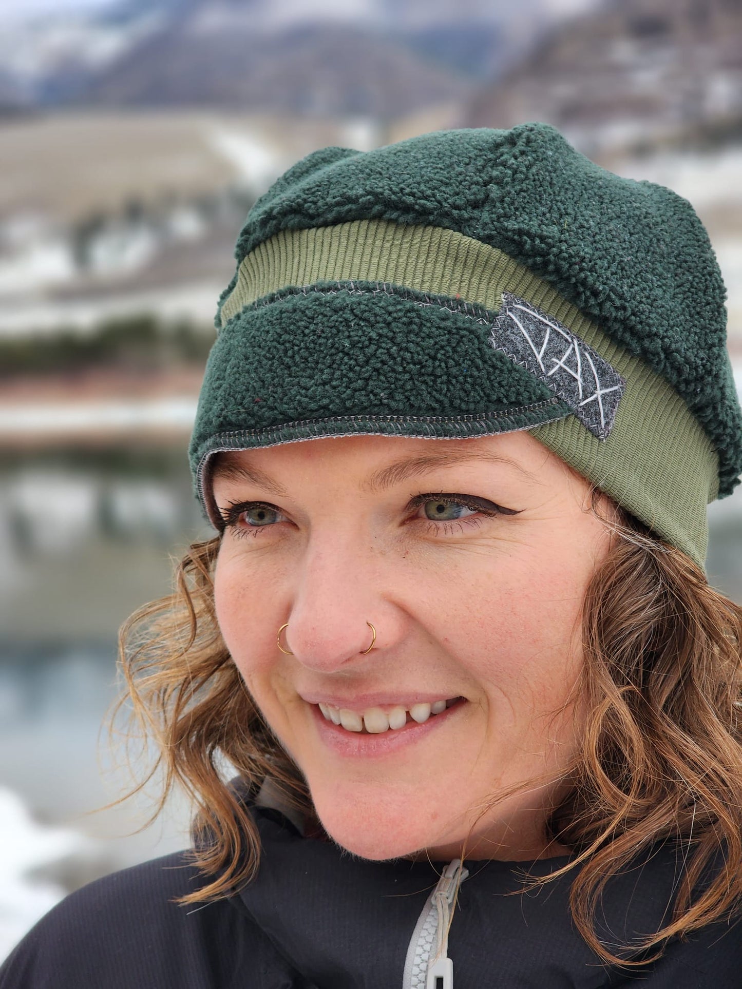 Upcycled Fleece jacket Green Sherpa JAX flapper