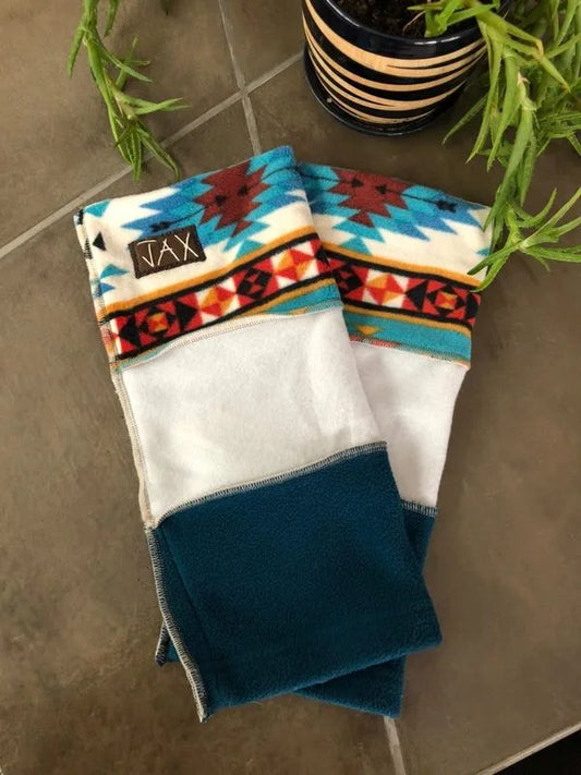 Fleece Teal Cream SW JAX Legwarmers