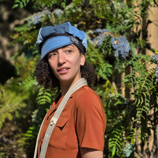 Mix Denim Upcycled Jean Newsboy cap mid weight