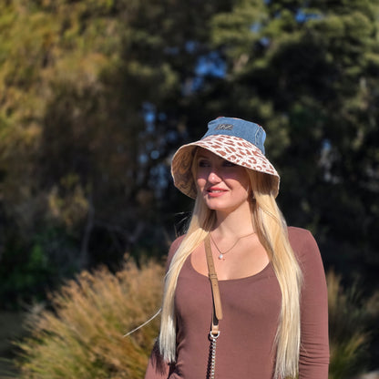 Upcycled Summer Cheetah Sun Hat