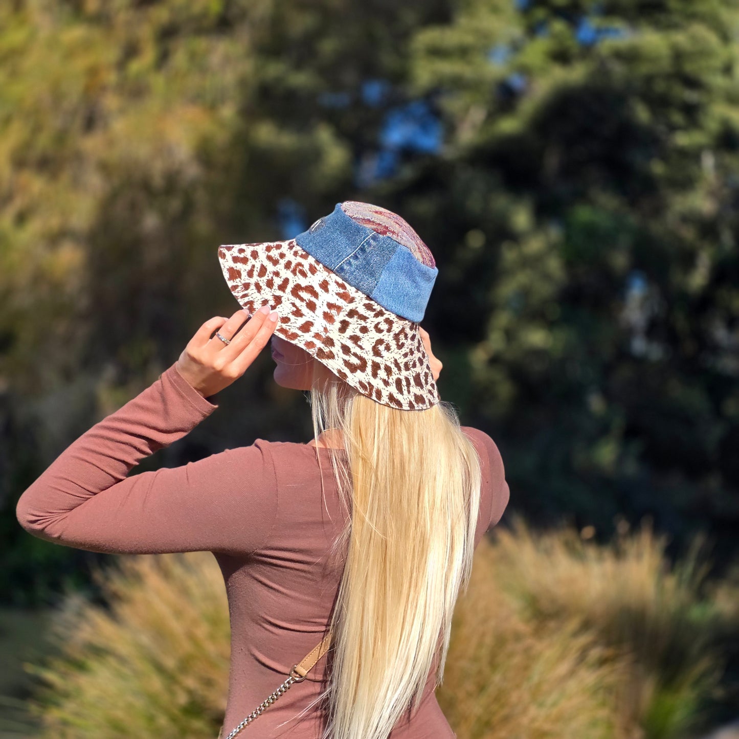 Upcycled Summer Cheetah Sun Hat