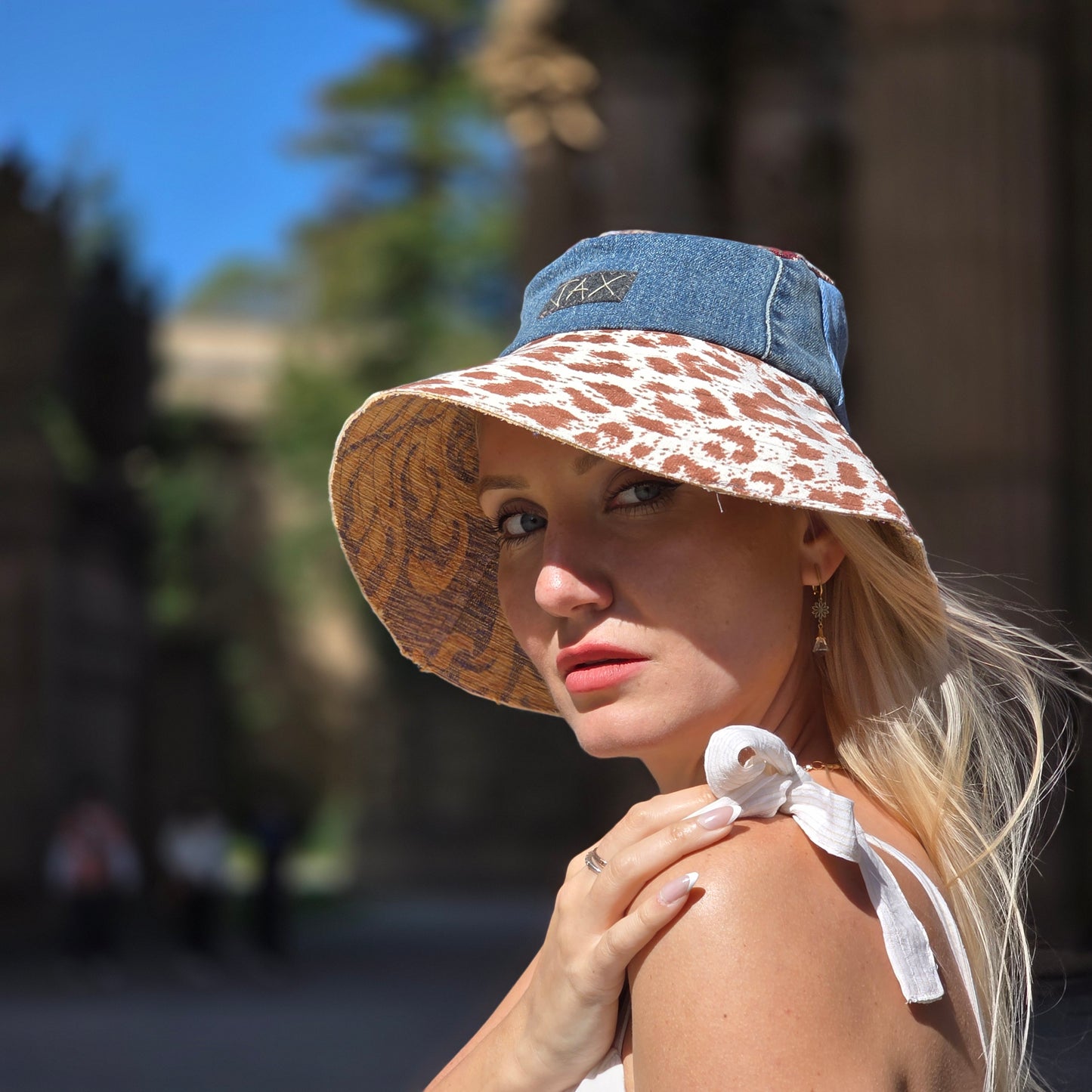 Upcycled Summer Cheetah Sun Hat