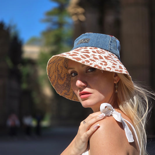 Upcycled Summer Cheetah Sun Hat