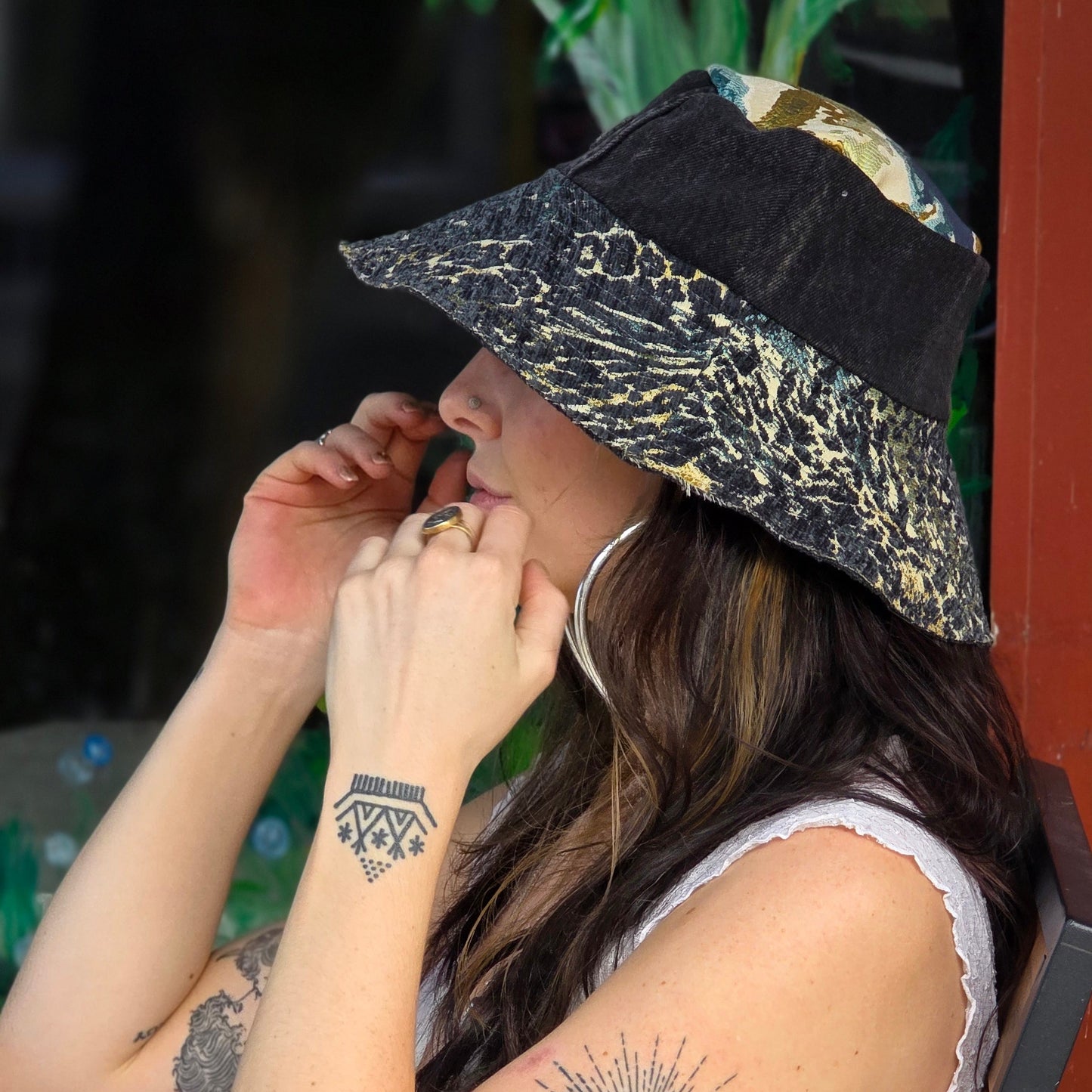 Upcycled Summer Dark Cheetah Sun Hat