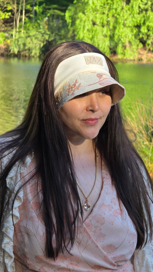 Khaki with Vintage pink Lace reversible Visor
