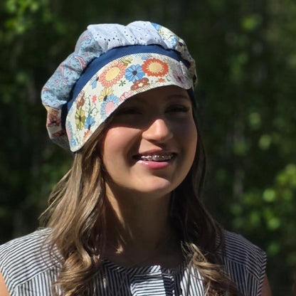 Upcycled Retro Daisies stretch Newsboy
