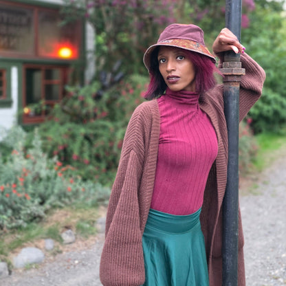 Upcycled Corduroy and Upholstery Reversible Bucket