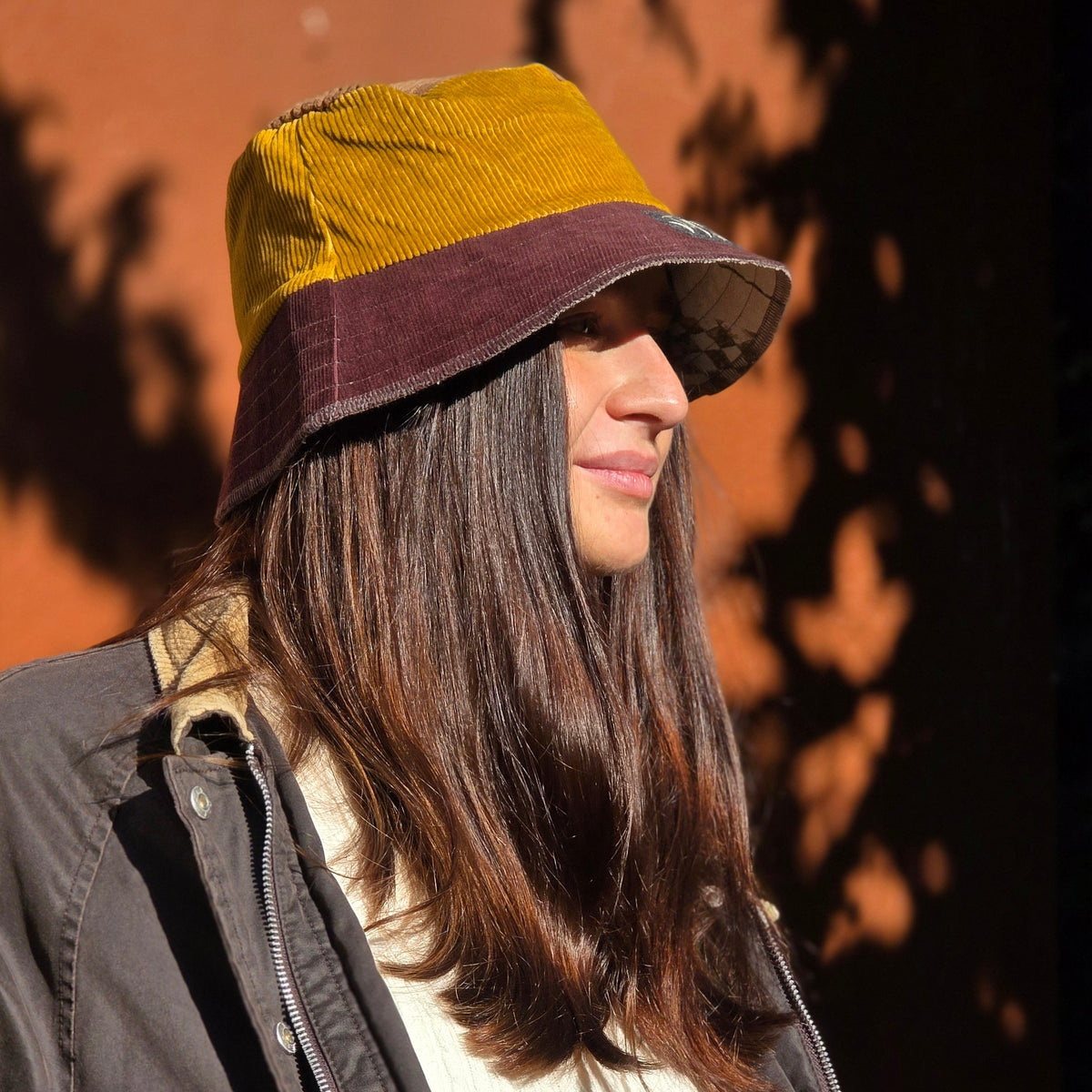 Upcycled Corduroy Pants and Jackets Reversible Bucket