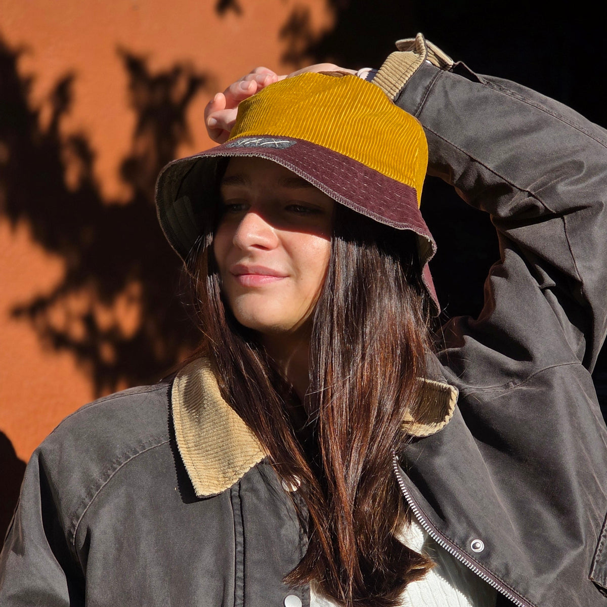 Upcycled Corduroy Pants and Jackets Reversible Bucket
