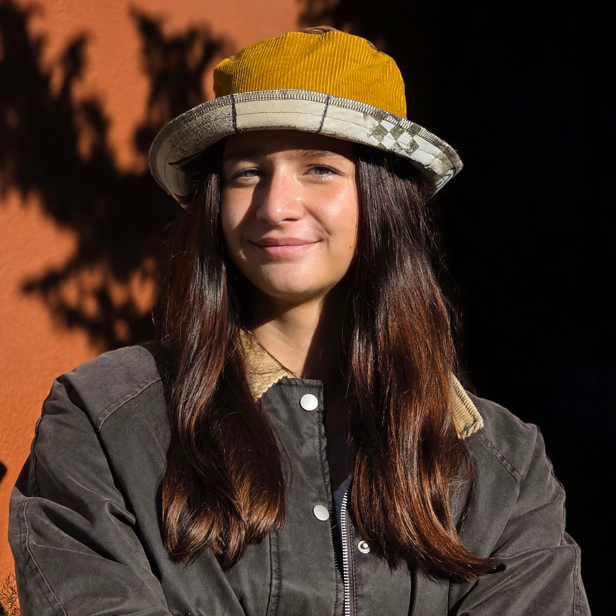 Upcycled Corduroy Pants and Jackets Reversible Bucket