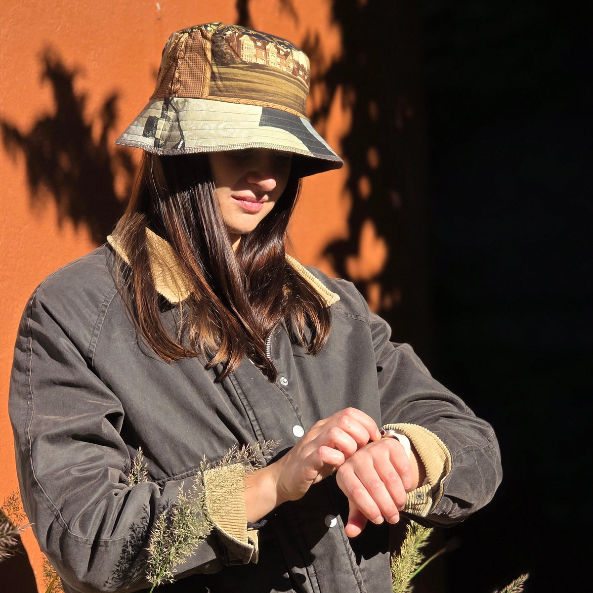 Upcycled Corduroy Pants and Jackets Reversible Bucket