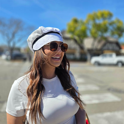 Cream lace pick your band color Newsboy cap