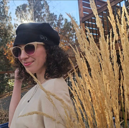 Black on black Upcycled Sweater Newsboy cap