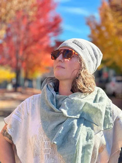 Upcycled Sweater ML Unisex Speckled Cream slouch