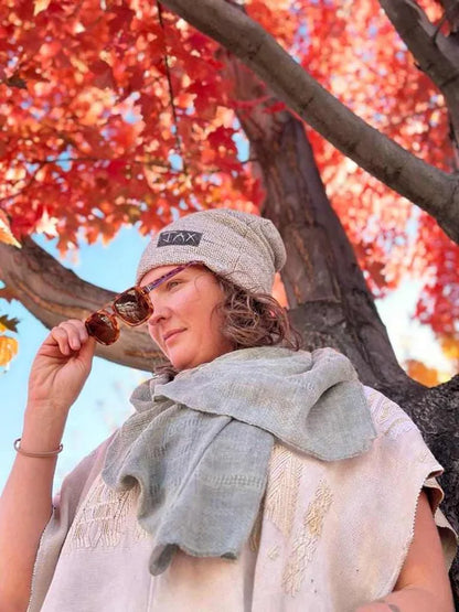 Upcycled Sweater ML Unisex Speckled Cream slouch