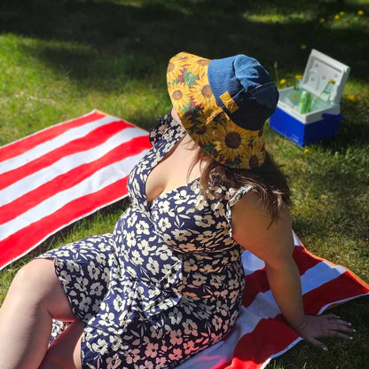 Upcycled print Canvas Sunflower JAX Sun hat