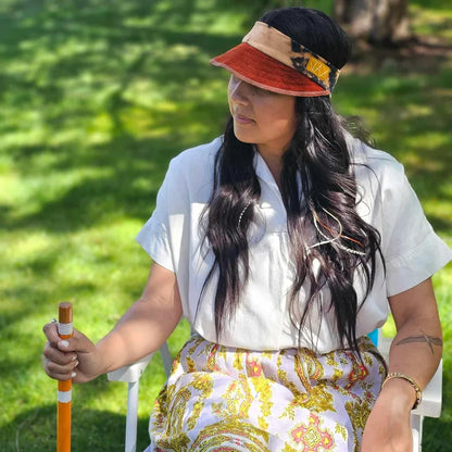 Upcycled Cream Corduroy choose your band Visor