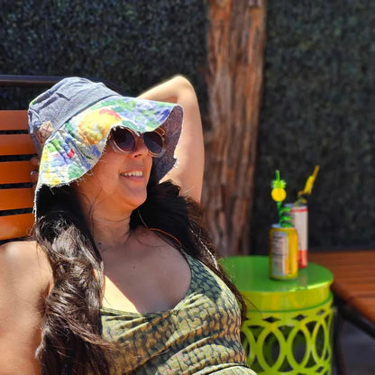 Upcycled print Cotton canvas and denim JAX Sun hat