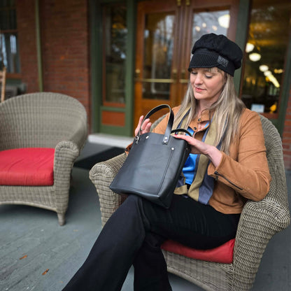 Black on black Upcycled Sweater Newsboy cap