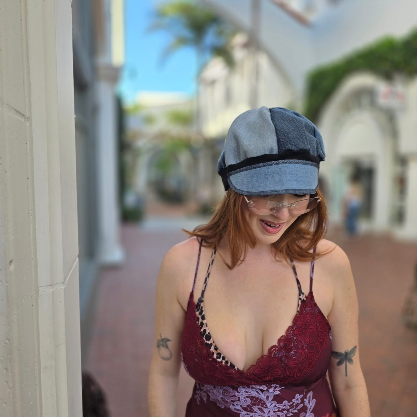 Mix Denim Upcycled Jean Newsboy cap mid weight