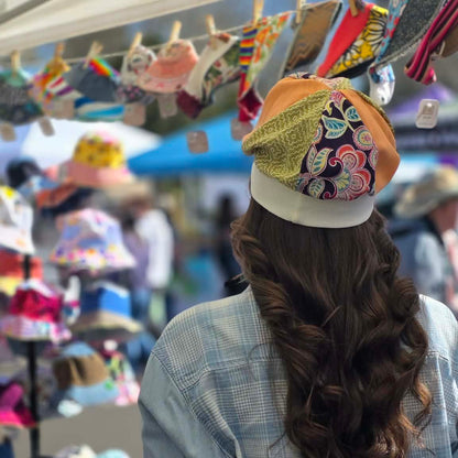 The Spring Purple Floral, green, and orange Upcycled cotton from material used for masks (98% cotton)