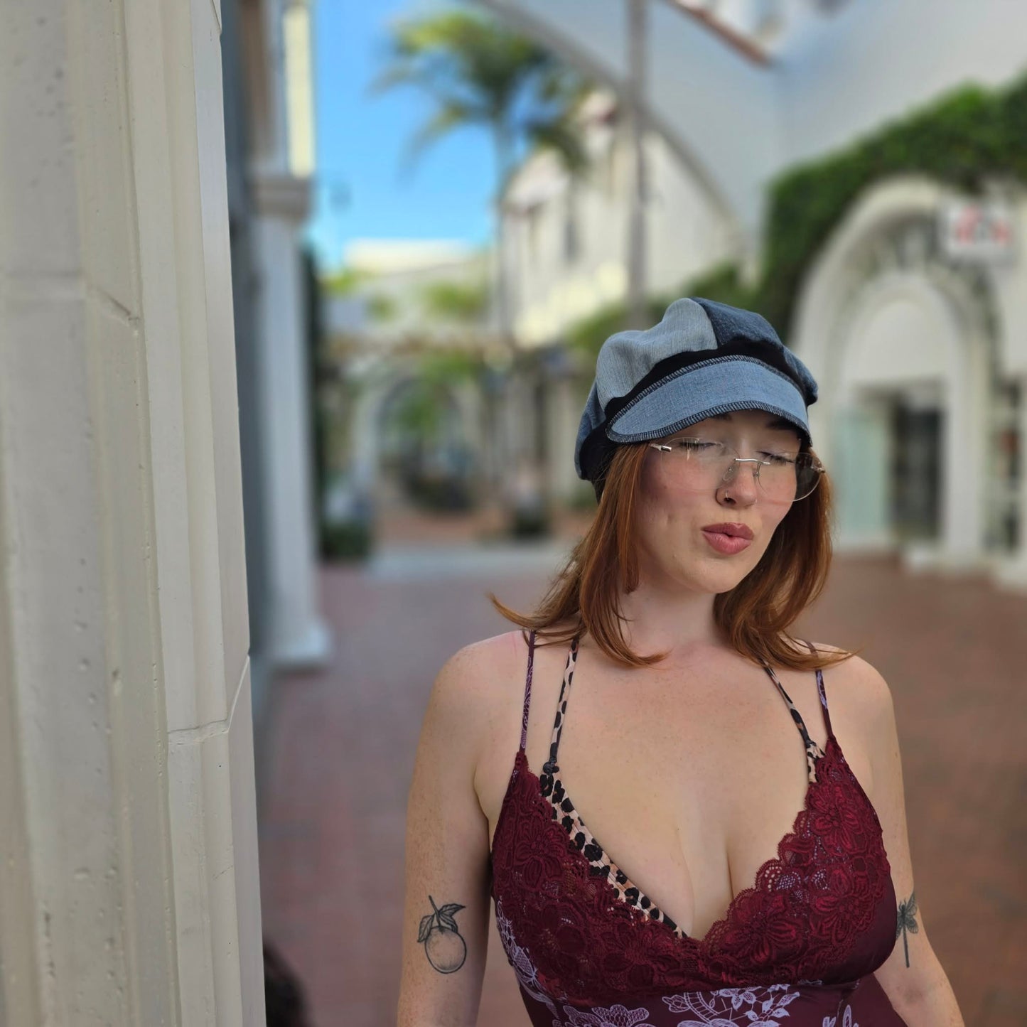 Mix Denim Upcycled Jean Newsboy cap mid weight