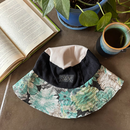 Upcycled Summer Teal Sunflowers Sun Hat
