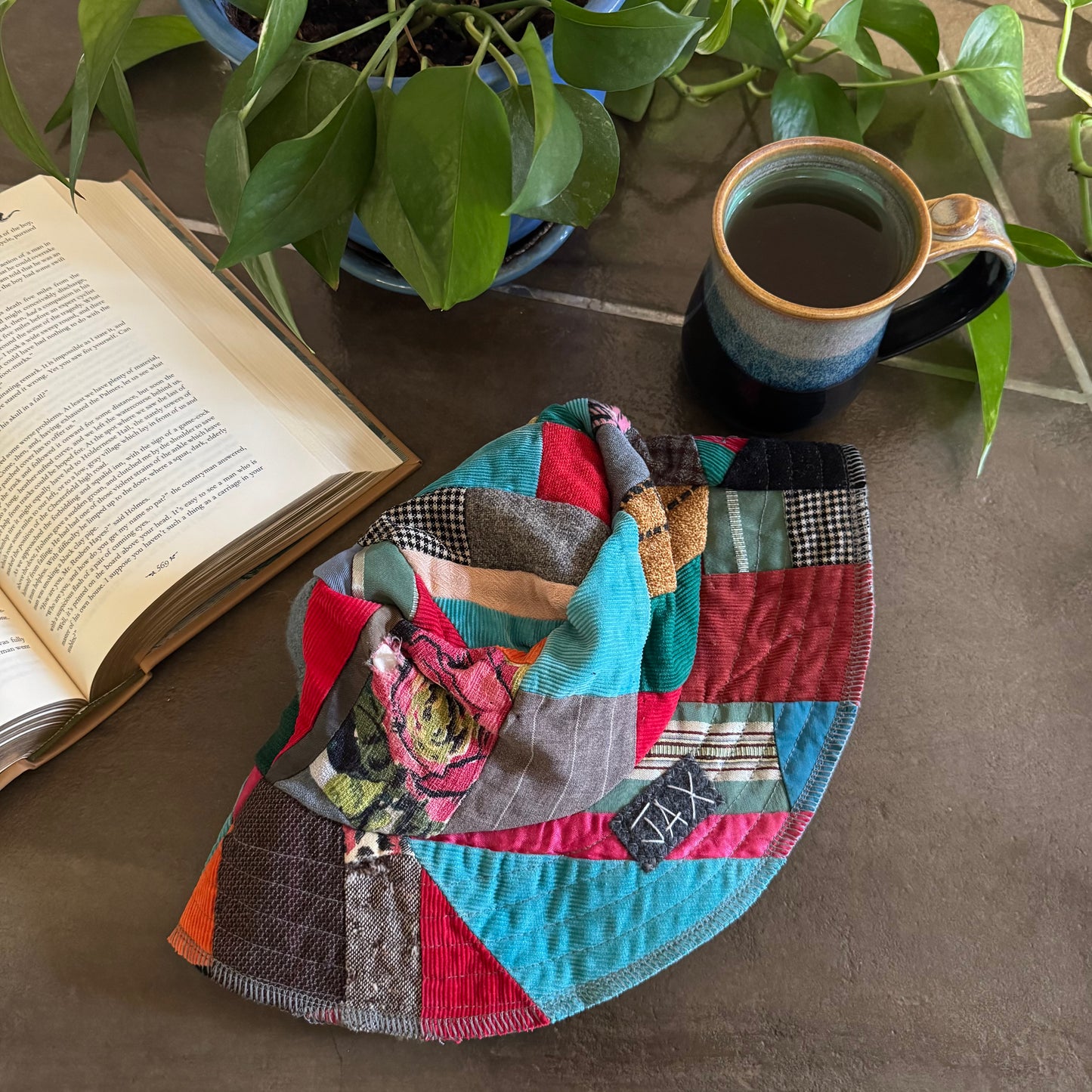 Upcycled Vintage Quilt Reversible Bucket