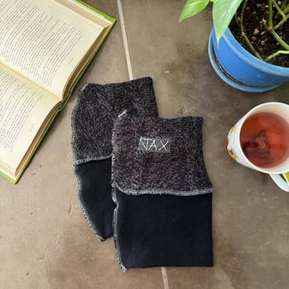 Black and Speckeled Upcycled Sweater Leg Warmers