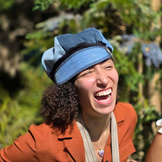 Mix Denim Upcycled Jean Newsboy cap mid weight