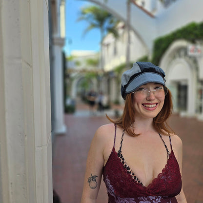 Mix Denim Upcycled Jean Newsboy cap mid weight