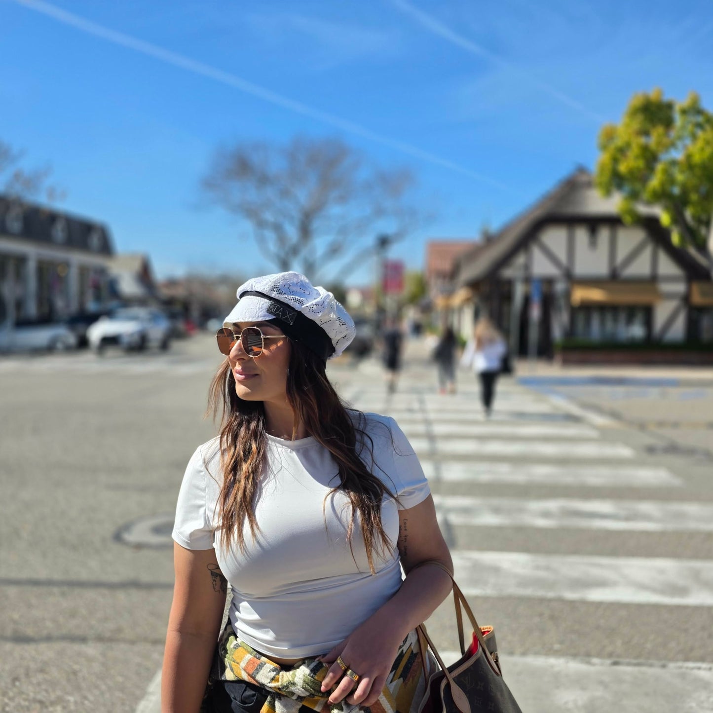 Cream lace pick your band color Newsboy cap