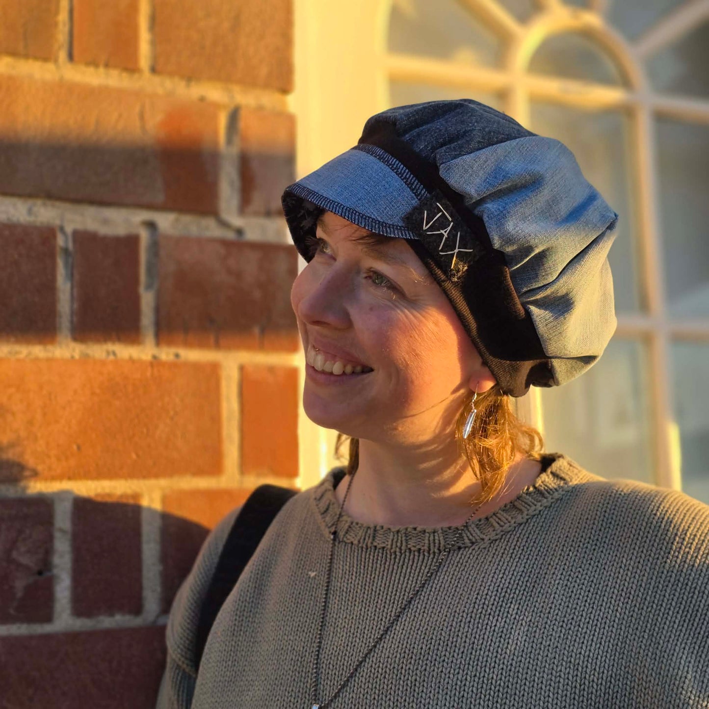 Mix Denim Upcycled Jean Newsboy cap mid weight