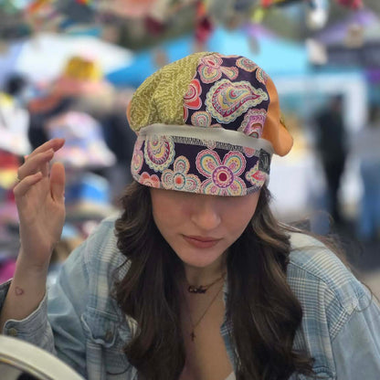 The Spring Purple Floral, green, and orange Upcycled cotton from material used for masks (98% cotton)