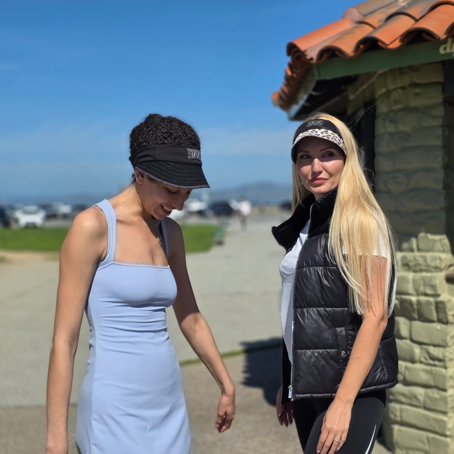 Upcycled cheetah brown stretch band Sun Visor