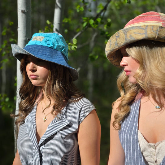 Upcycled Summer Sky blue Sun Hat