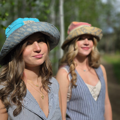 Upcycled Summer Sky blue Sun Hat