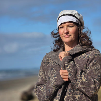 Cream Mix Upcycled Sweater Newsboy cap