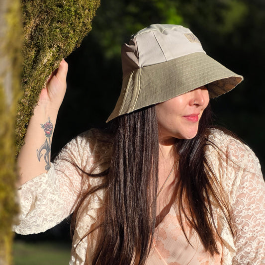 Upcycled Khaki pant mix Sun Hat