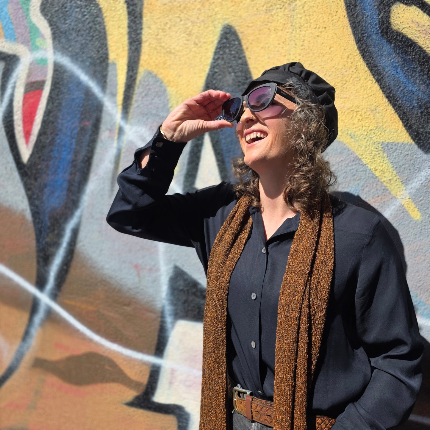 Light weight Upcycled from Business woman black slacks Newsboy