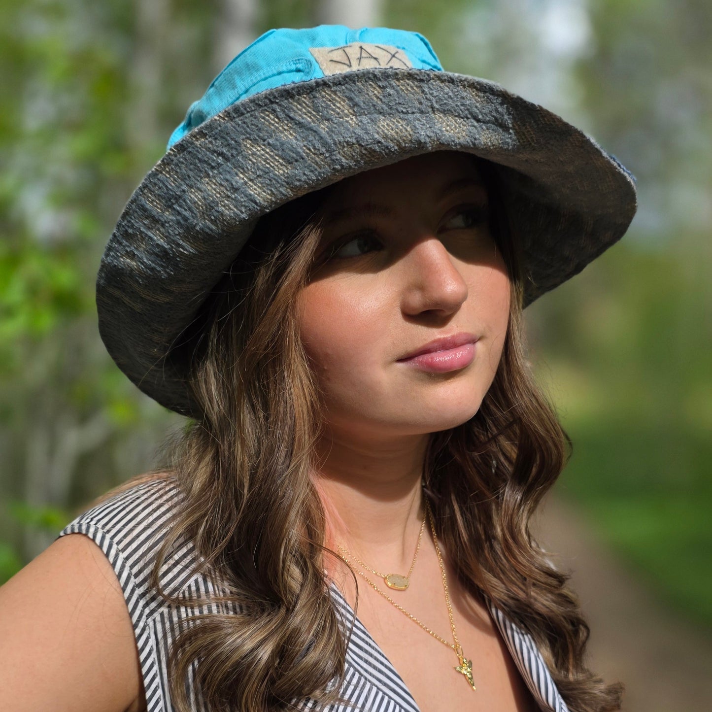 Upcycled Summer Sky blue Sun Hat