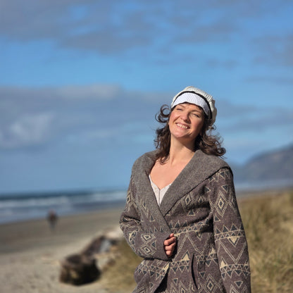 Cream Mix Upcycled Sweater Newsboy cap