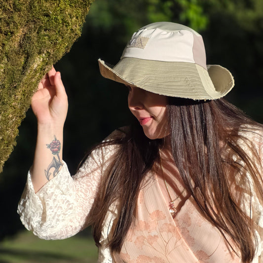 Upcycled Khaki pant mix Sun Hat