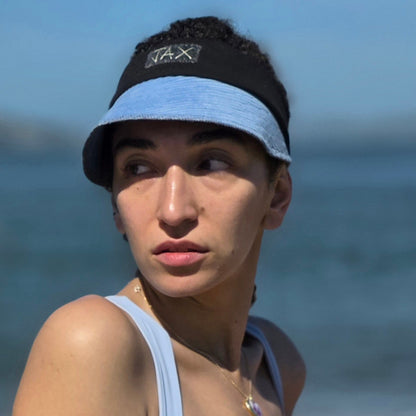 Upcycled Blue cord stretch band Sun Visor