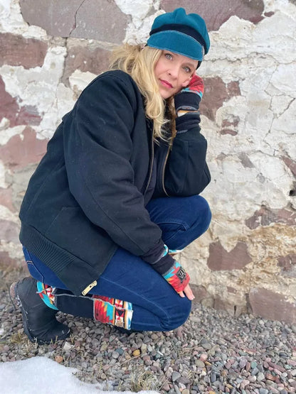 South West Teal Black JAX fingerless gloves