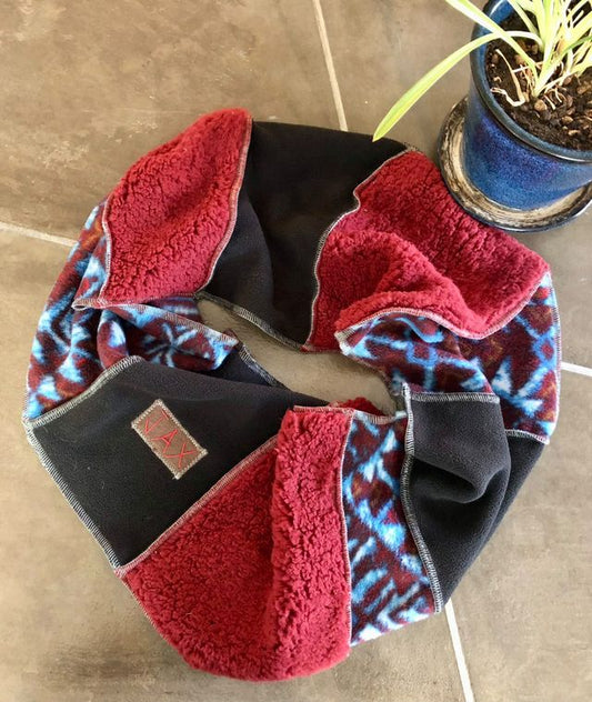 Blue Aztec and Red Sherpa JAX infinity scarf