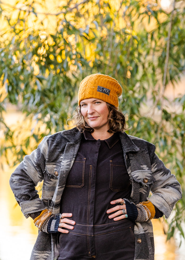 Upcycled Mustard Sweater JAX Slouchie Beanie