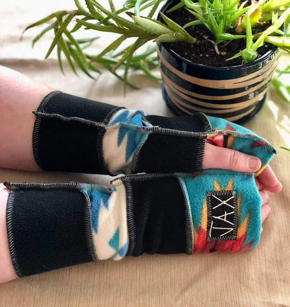South West Teal Black JAX fingerless gloves